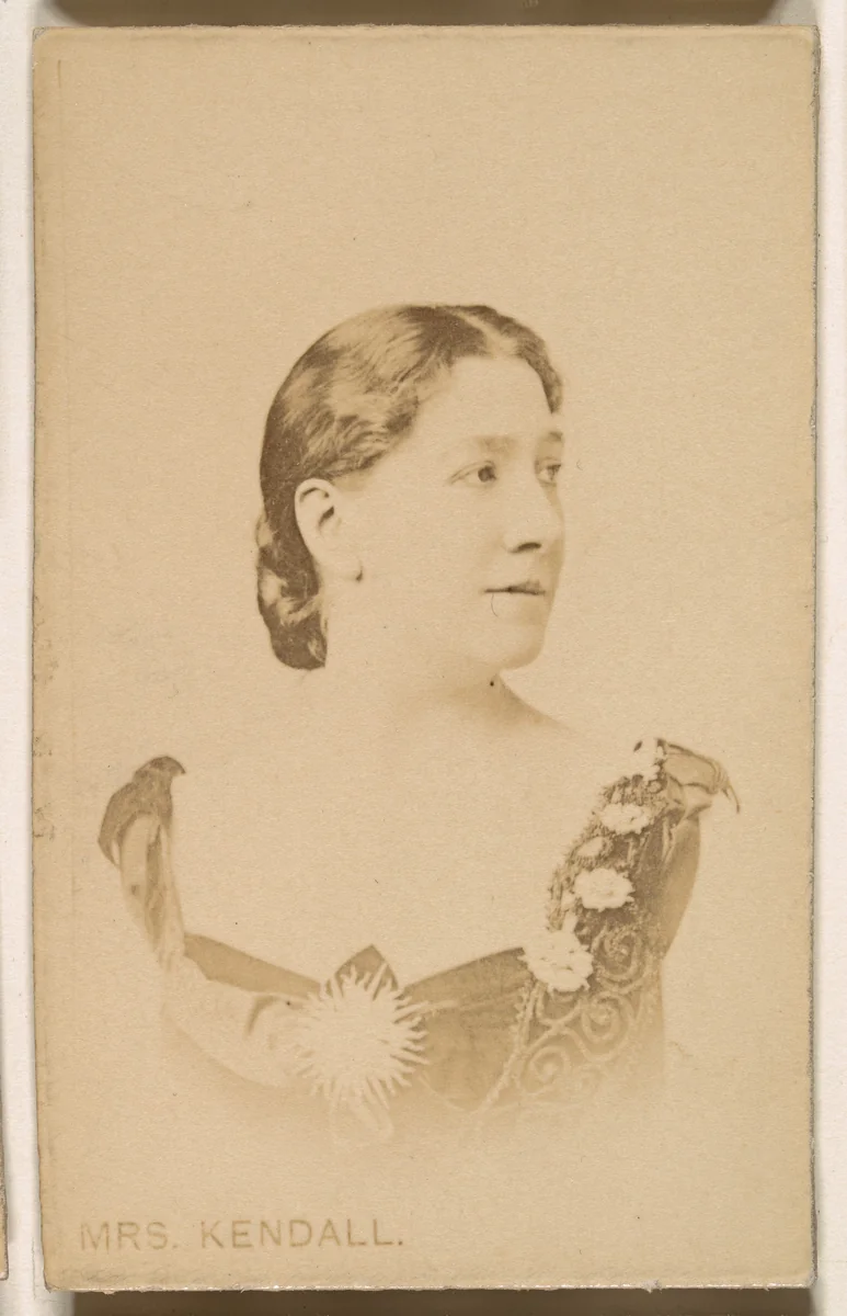 Mrs. Kendall, from the Actresses series (N246), Type 1, issued by Kinney Brothers to promote Sporting Extra Cigarettes by Kinney Brothers Tobacco Company, photograph, 1888-1892