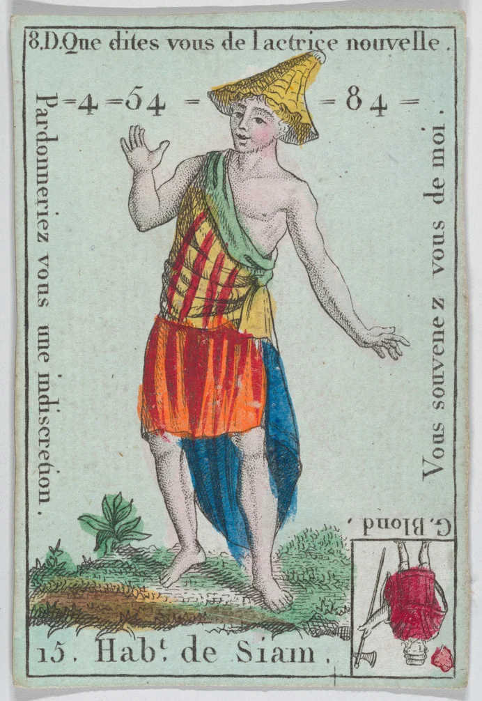 Hab.t de Siam from playing cards "Jeu d'Or" by anonymous, print, 1700-1799