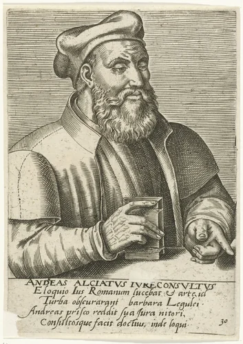 Portret van Andrea Alciati by anonymous, print, 1567-1650