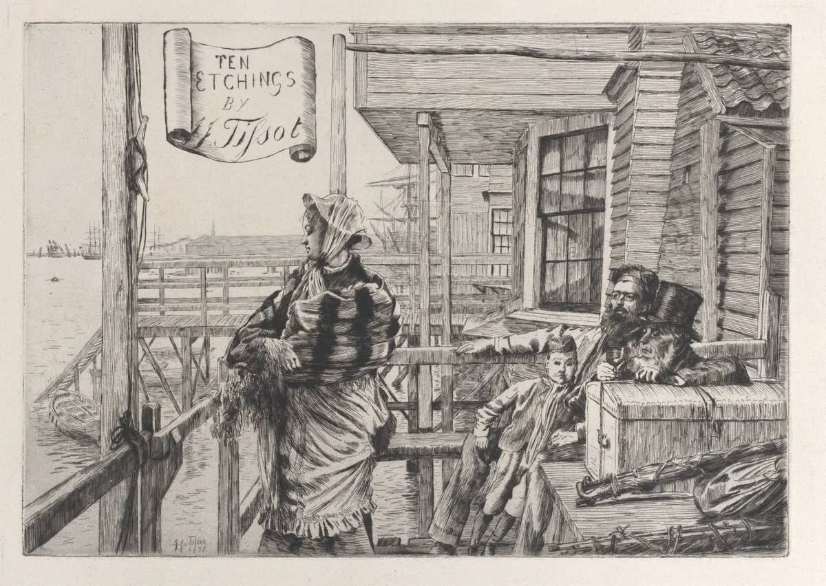 The Three Crows Inn, Gravesend by James Tissot, print, 1877