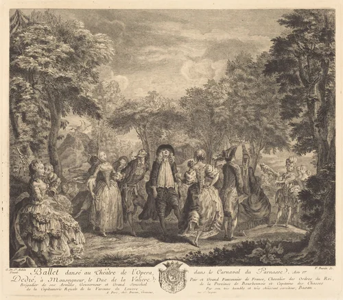 Ballet at the Opera by Pierre-François Basan; Gabriel de Saint-Aubin, print, 1761