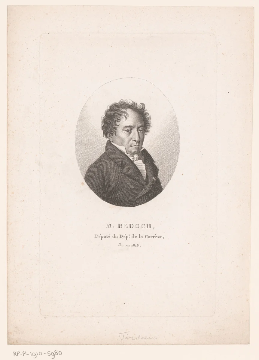 Portret van Pierre Joseph Bédoch by Ambroise Tardieu, print, 1820-1821