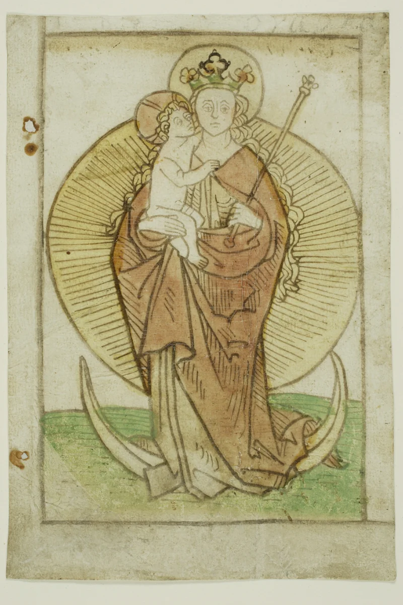 The Virgin and Child with Crown and Sceptre on a Crescent by Unknown Artist, print, 1455-1465