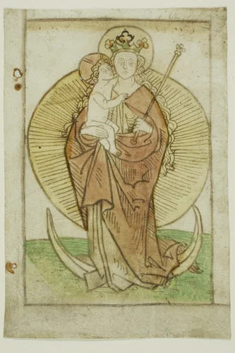 The Virgin and Child with Crown and Sceptre on a Crescent by Unknown Artist, print, 1455-1465