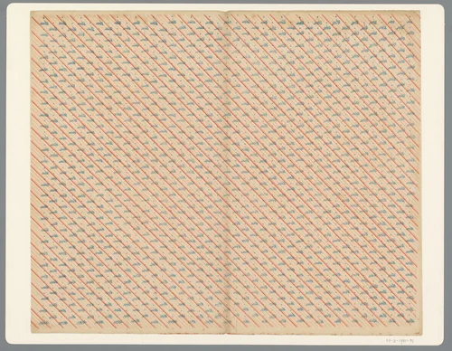 Blad met strooipatroon van takjes over diagonaal lijnenpatroon by anonymous, print, 1850-1950