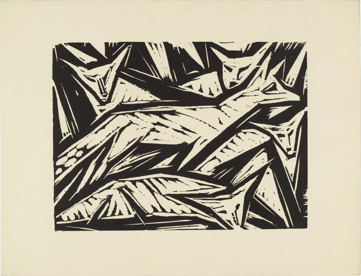 Foxes (Füchse) (plate, loose leaf) from the periodical Das Kunstblatt, vol. 1, no. 11 (Nov 1917) by Otto Lange, print, 1917