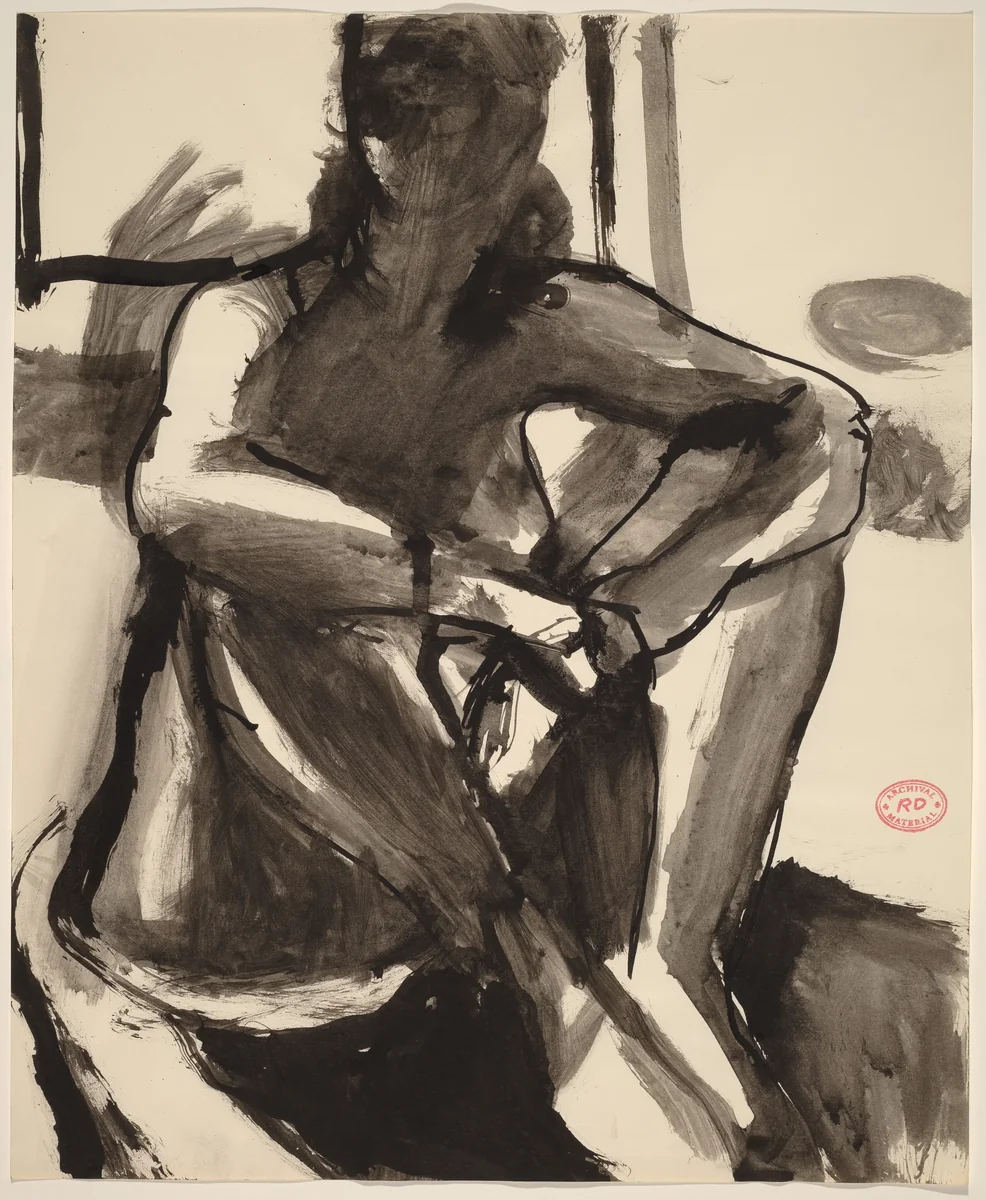 Untitled [seated female nude] by Richard Diebenkorn, drawing, 1955-1967
