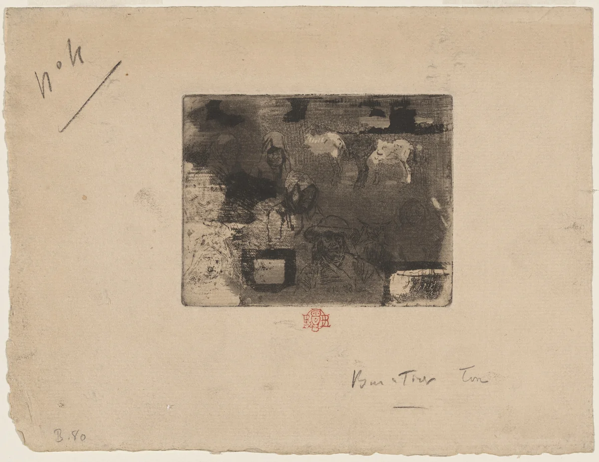 Têtes de Bretons by Félix-Hilaire Buhot, print, 1847-1898