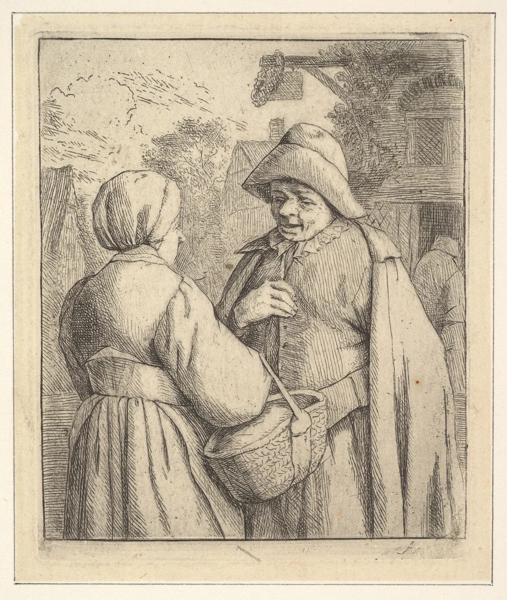 Conversation in the Street by Adriaen van Ostade, print, 1610-1685