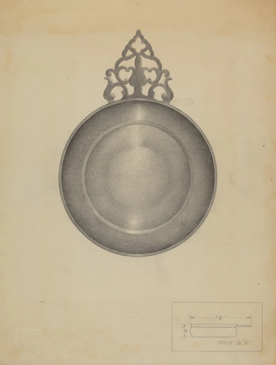 Pewter Porringer by Charles Cullen, index of american design, 1936