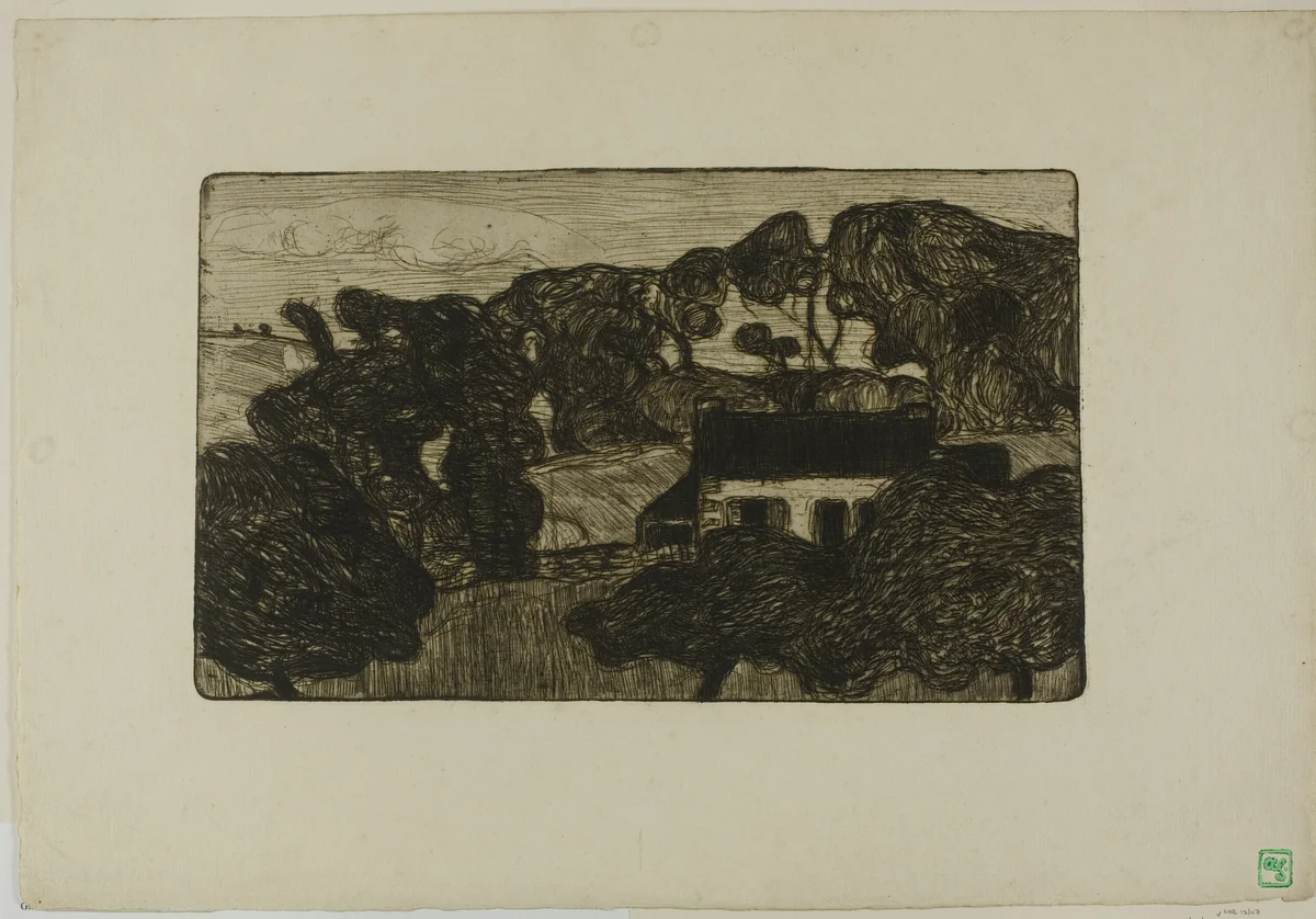Farmhouse Surrounded by Trees by Armand Séguin, print, 1888-1898