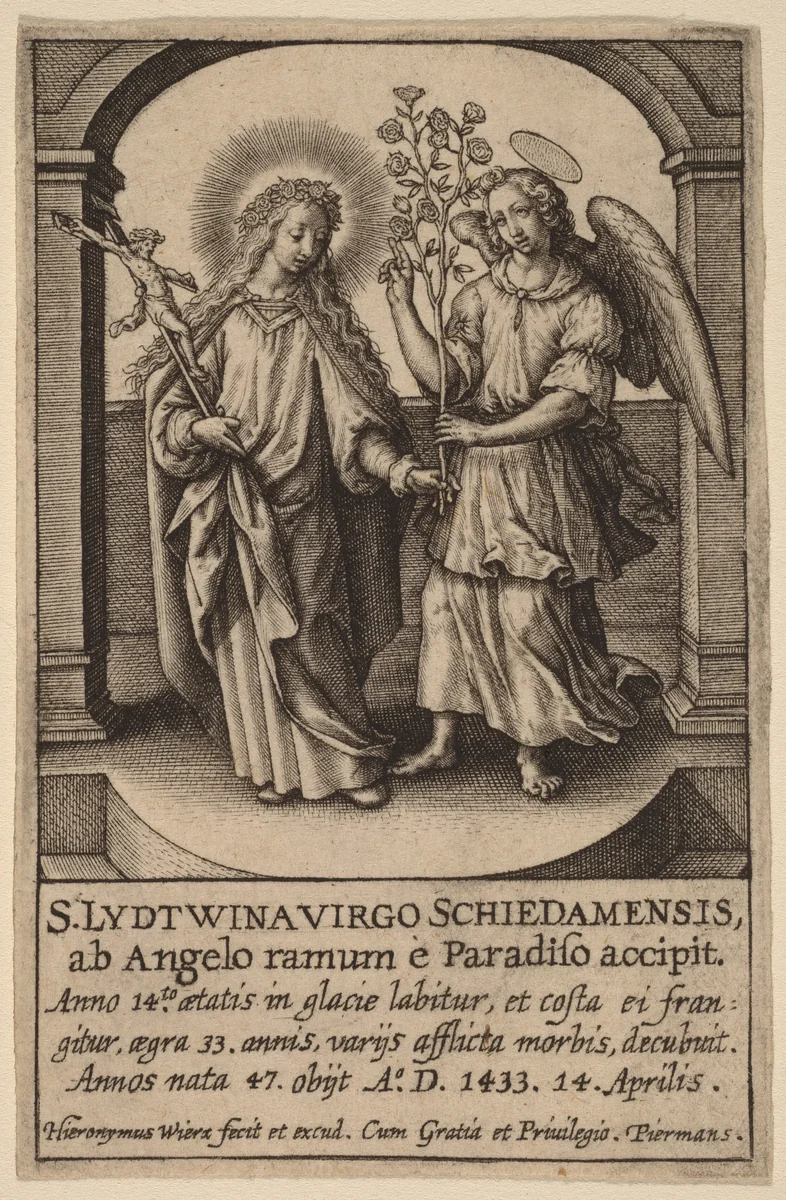S. Lydtwina Virgo Schiedamensis ... by Hieronymus Wierix, print, 1553-1619