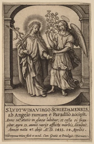 S. Lydtwina Virgo Schiedamensis ... by Hieronymus Wierix, print, 1553-1619