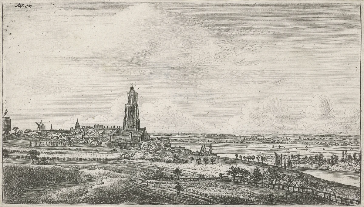 Gezicht op Rhenen by Jan Ruyscher, print, 1635-1690