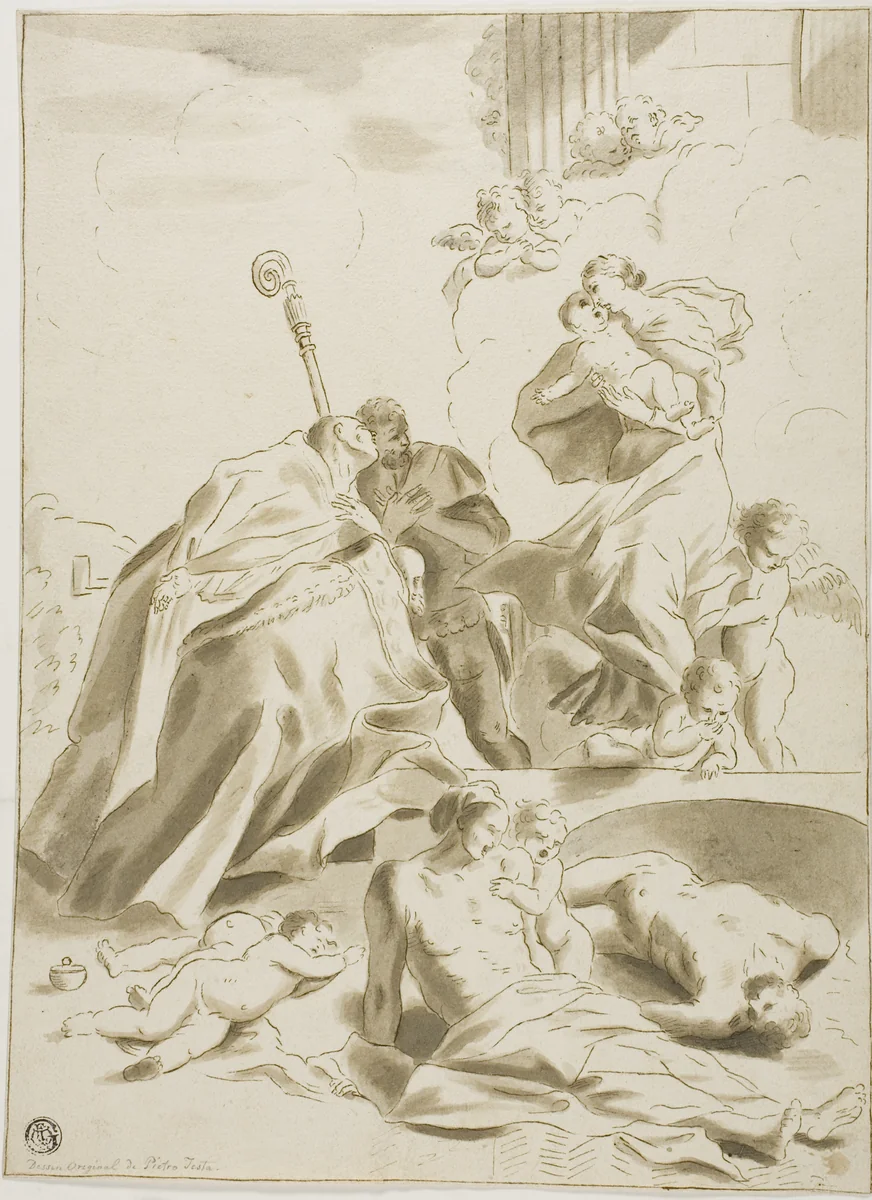 Damnation of Heresy by Pietro Testa, drawing, 1630-1631