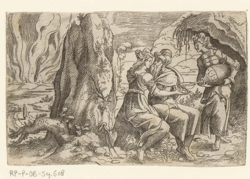 Lot en zijn dochters by Unknown, print, 1524-1562