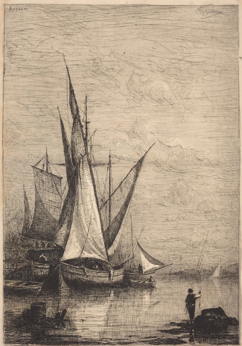 The Port of Genoa by Adolphe Appian, print, 1818-1898