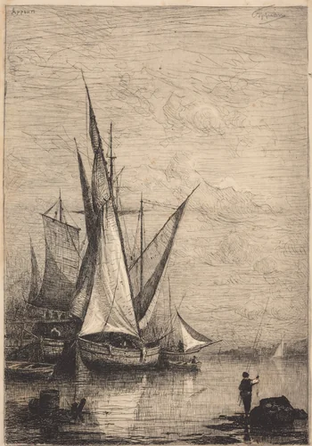 The Port of Genoa by Adolphe Appian, print, 1818-1898