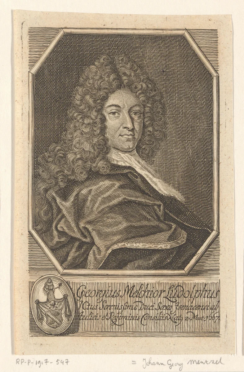 Portret van Georg Melchior von Ludolf by Johann Georg Mentzel, print, 1712