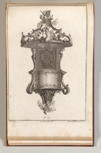 Design for a Pulpit, Plate 1 from an Untitled Series of Pulpit Designs by Carl Pier, book, 1750-1756