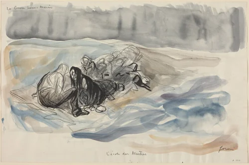 a) La Guerre sous-Marine. L'ecole des Neutres (recto); b) Study of La Guerre sous-Marine. L'ecole des Neutres (verso) by Jean-Louis Forain, drawing, 1914-1919