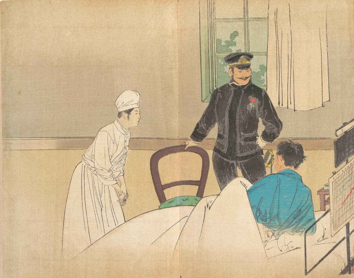 The Torpedo Officer (Suirai shikan), frontispiece illustration from the literary magazine Bungei kurabu, vol. 1, no. 8 by Kajita Hanko, print, 1868-1912