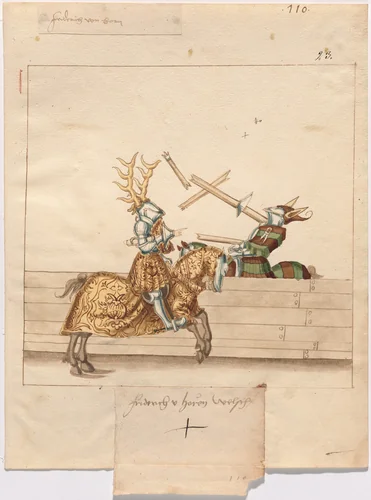 Italian Joust of Peace by German 16th Century, drawing, 1515