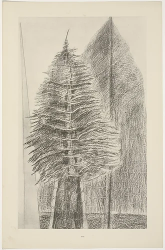 The Fascinating Cypress (Le Fascinant cyprès) from Natural History (Histoire naturelle) by Max Ernst, print, 1925