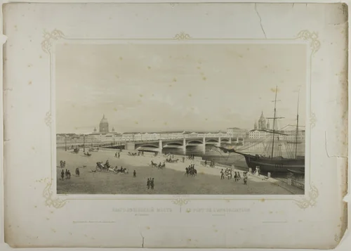 Annunciation Bridge in St. Petersburg by C. Schultz, print, 1815-1825
