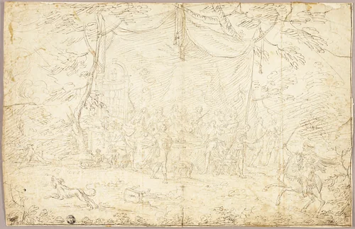 Literary Subject: Banquet Scene by Jean Cotelle, drawing, 1662-1708