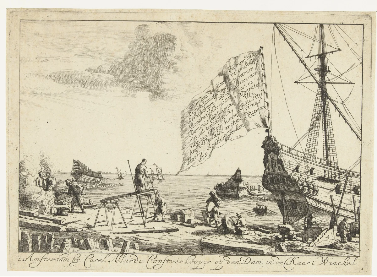Scheepswerf by anonymous, print, 1675-1705