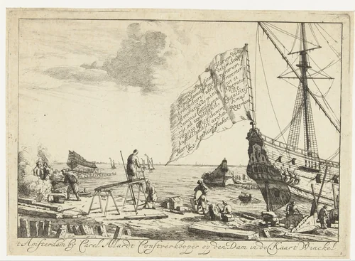 Scheepswerf by anonymous, print, 1675-1705