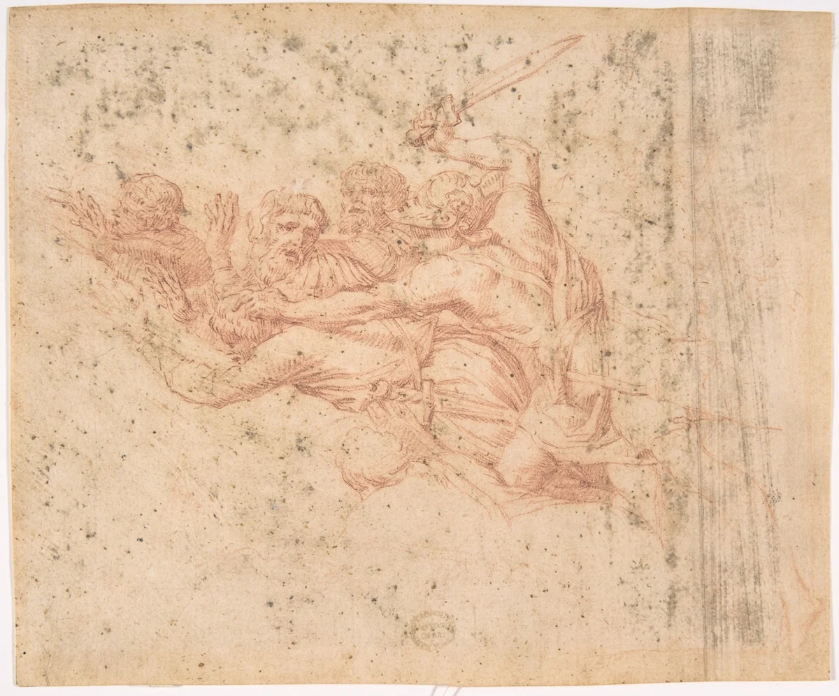 Battle Scene by anonymous, drawing, 1500-1599