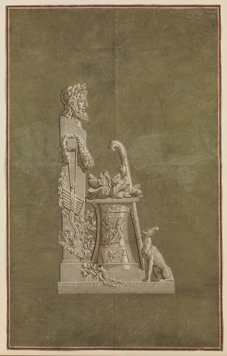 Wallpaper Panel depicting Winter with male herm by Jacquemart et Bénard, other, 1803-1813