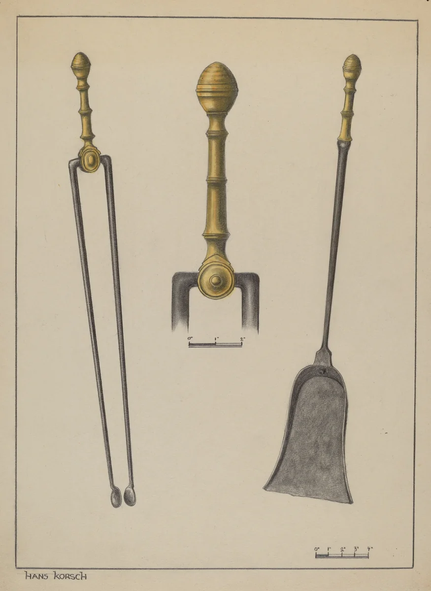 Fire Tongs and Shovel by Hans Korsch, index of american design, 1937