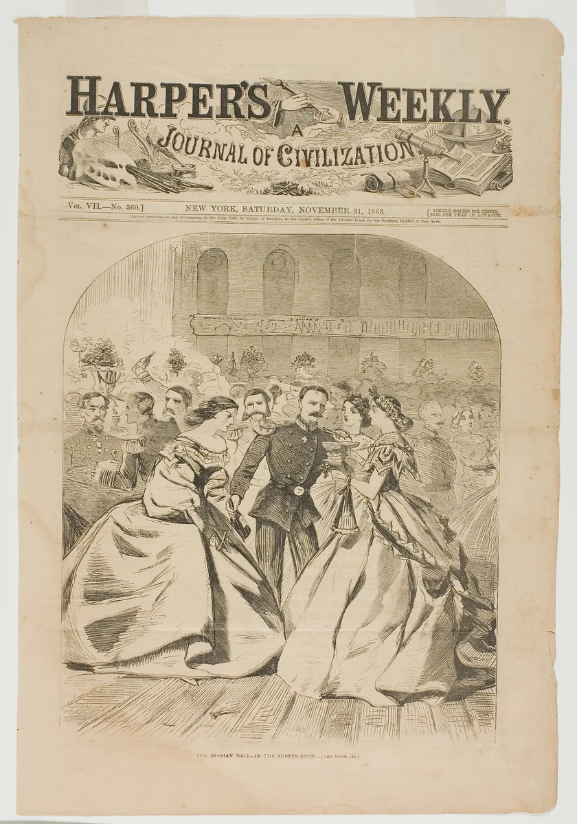 The Russian Ball—In the Supper Room by Winslow Homer, print, 1863