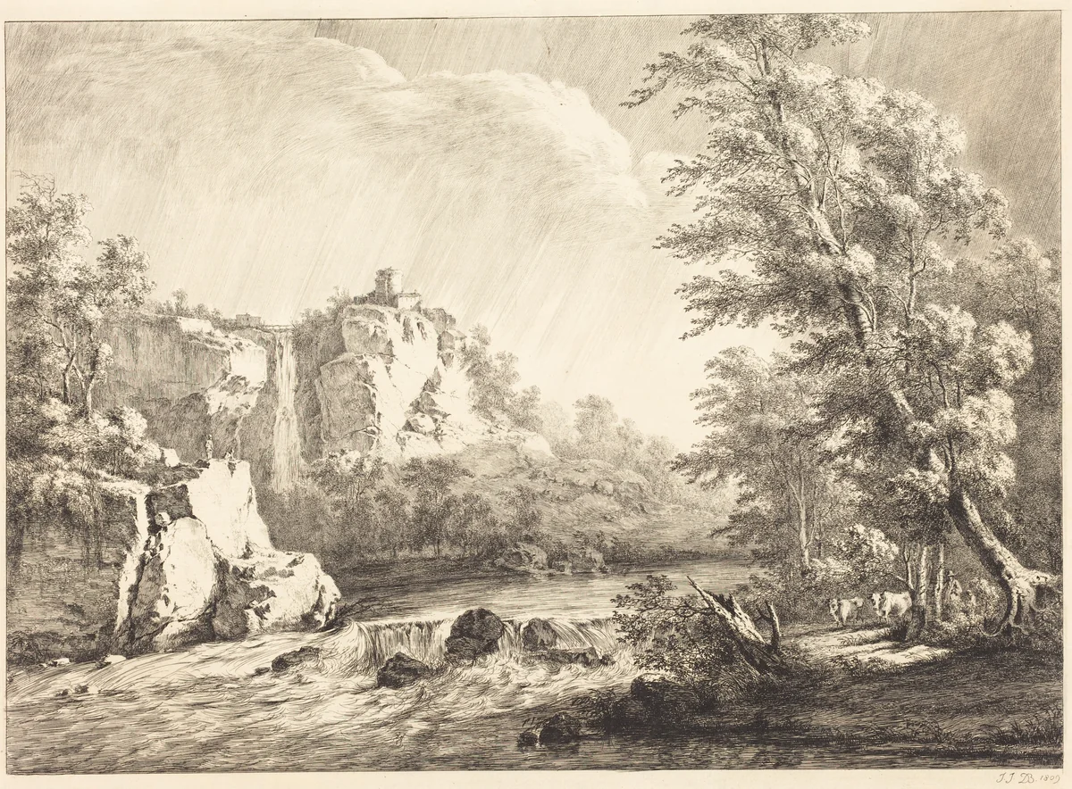 River Landscape with a Passing Storm by Jean Jacques de Boissieu, print, 1809