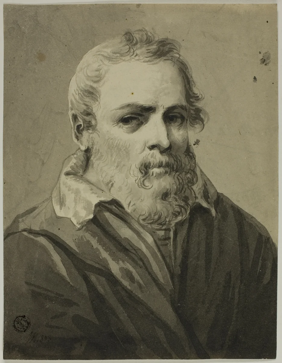 Portrait of Bearded Man by Unknown Artist, drawing, 1800-1899