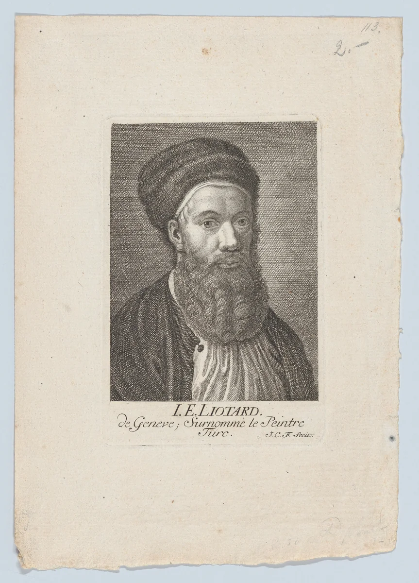 Self-portrait in a Turkish Outfit by Johann Caspar Füssli, print, 1715-1782