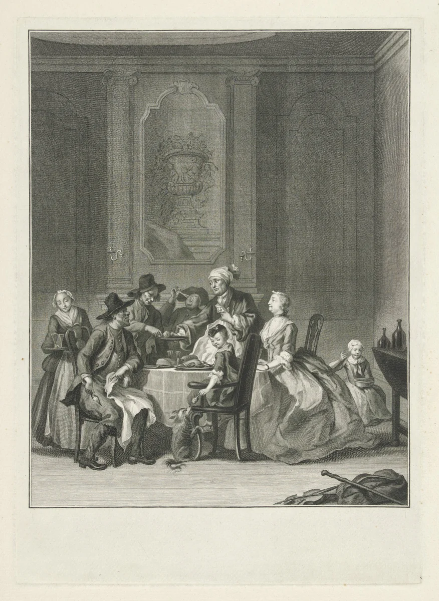 De stiefmoer by Jacob Houbraken, print, 1760-1780