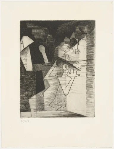 At the Casino (Au casino) from Ten Etchings for Aurélia (10 Eaux-fortes pour Aurélia) by Gérard de Nerval by Louis Marcoussis, print, 1931