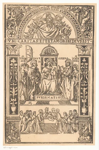 Maria met Kind en heiligen by Monogrammist AM, print, 1500-1599