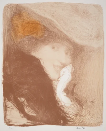 La Rieuse: Madame Albert Besnard by Edmond Aman-Jean, print, 1897