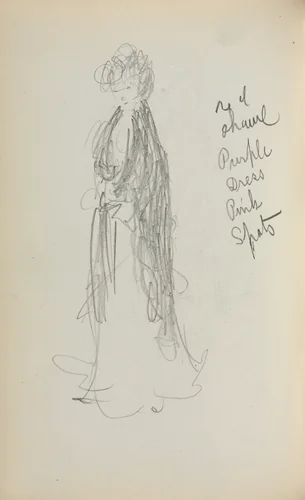 Italian Sketchbook: Standing Woman with Shawl (page 53) by Maurice Prendergast, book, 1898-1899