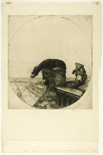 The Wingless Chimera by David Young Cameron, print, 1911