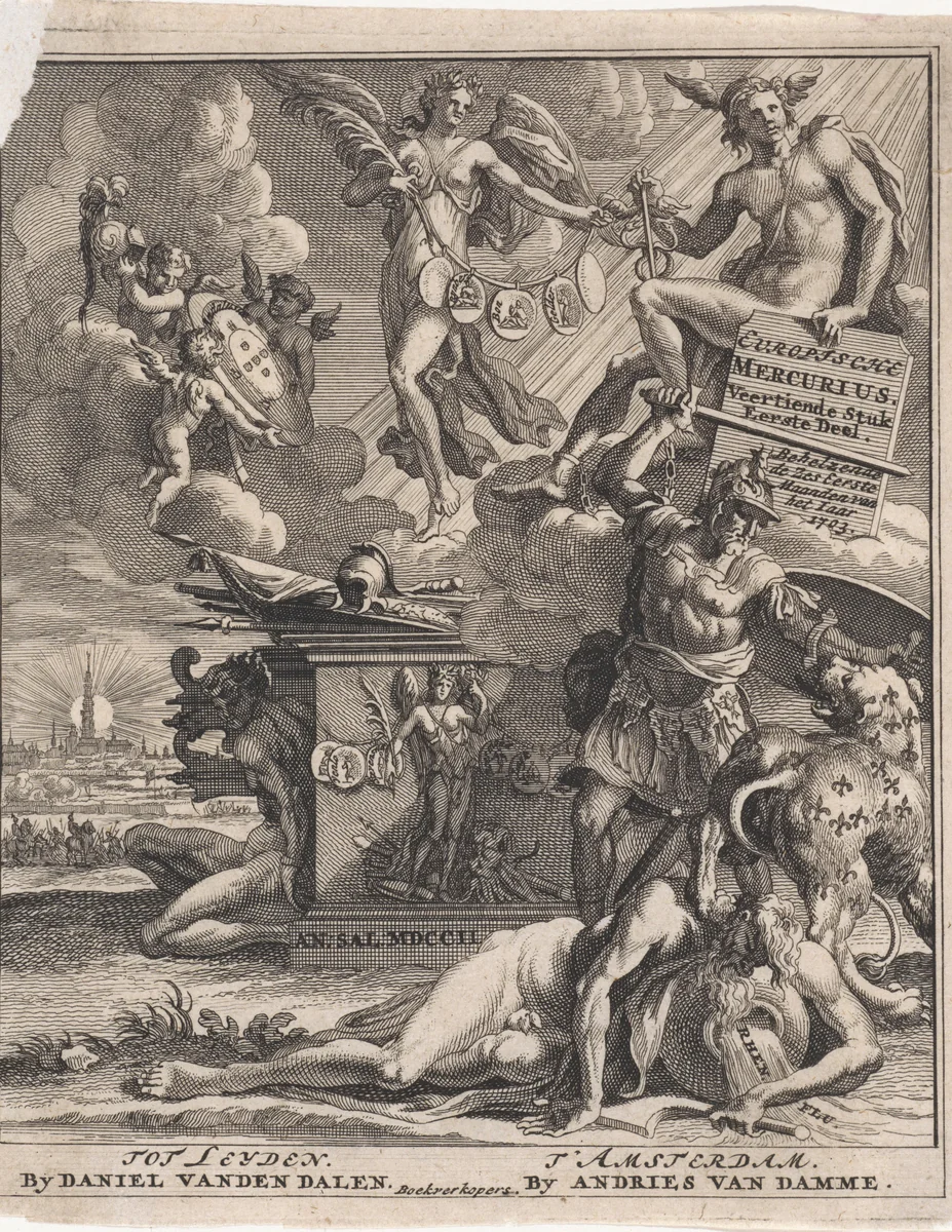 Titelpagina voor: Europische Mercurius, 14de stuk, 1ste deel, 1703 by Pieter Sluyter, print, 1703