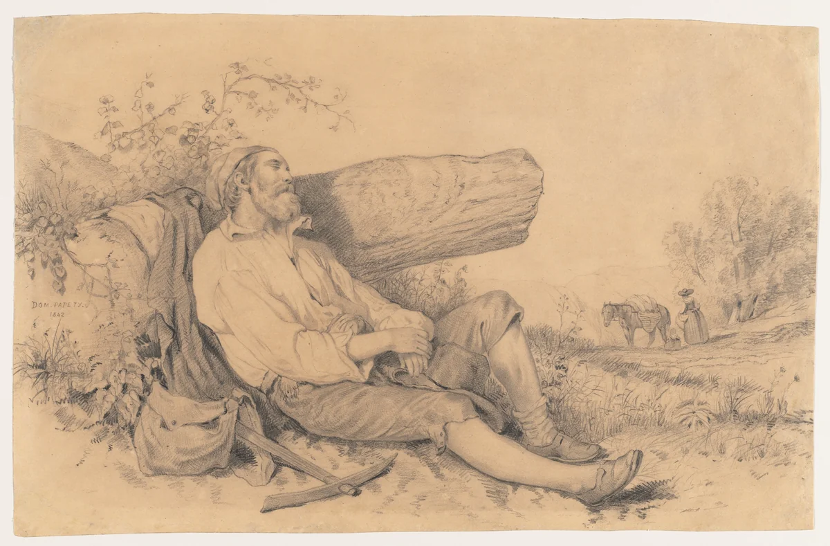 Sleeping Field Worker by Dominique Louis Papety, drawing, 1842