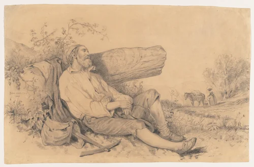 Sleeping Field Worker by Dominique Louis Papety, drawing, 1842