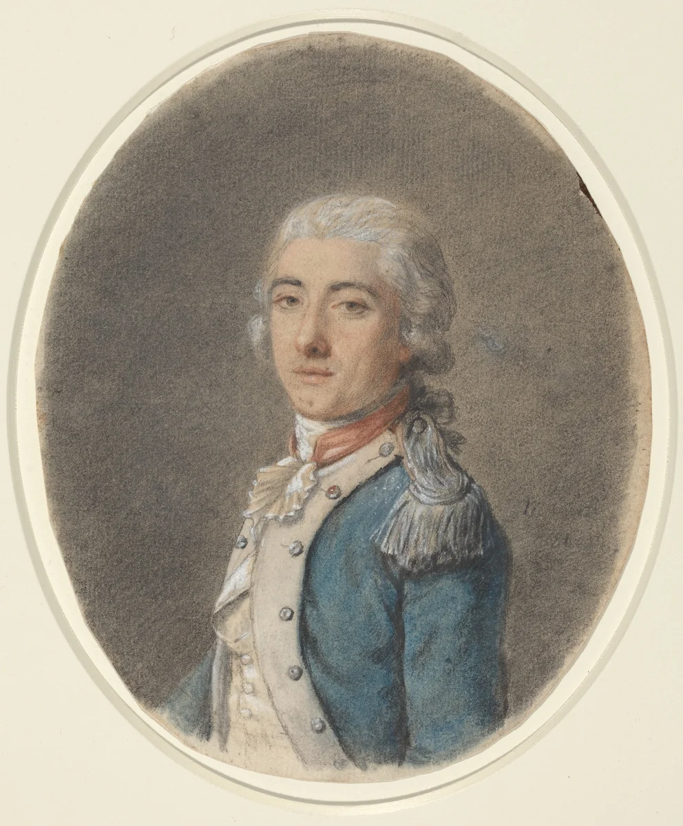 Portrait of a Man in a Military Uniform by French 18th Century, drawing, 1700-1799