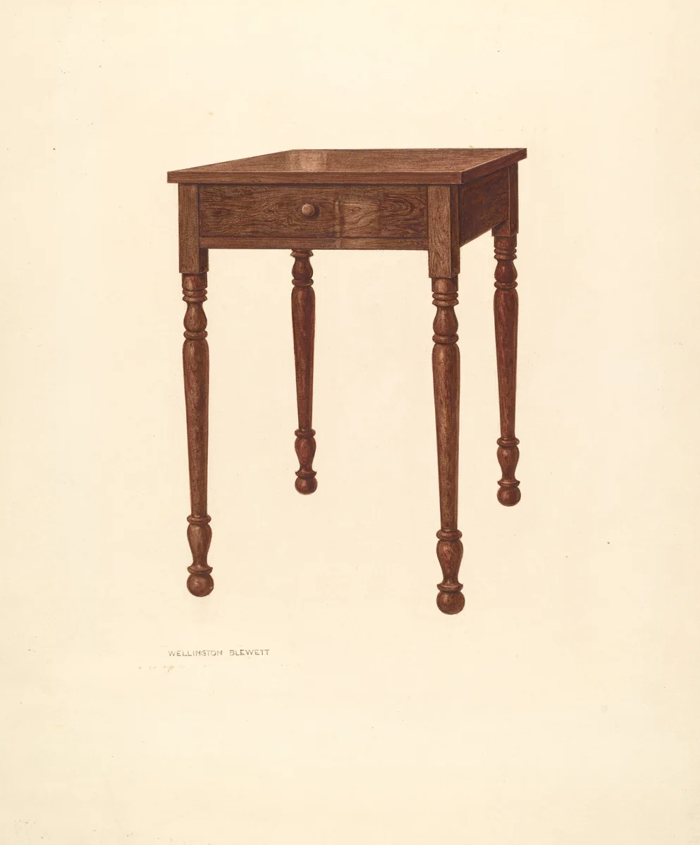 Bishop Hill: Table by Wellington Blewett, index of american design, 1936